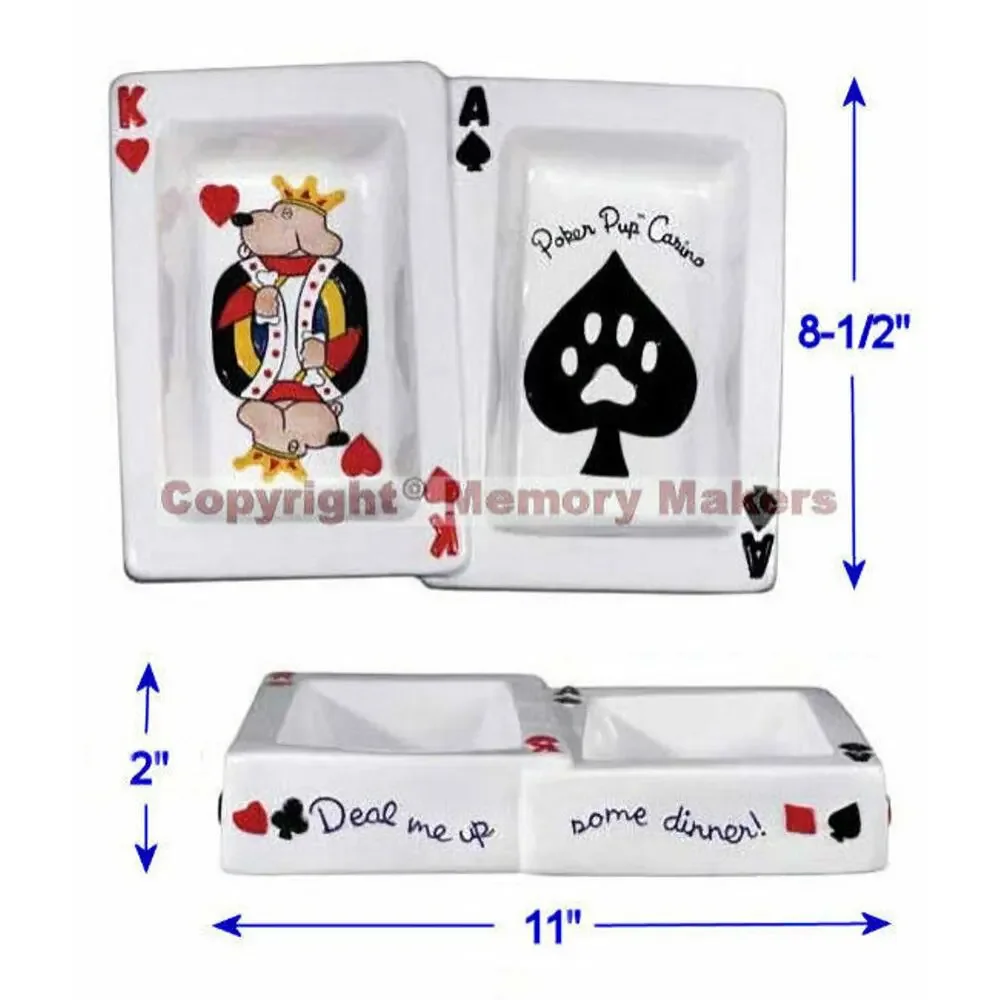 NIB Just Bepaws Poker Pup Casino Small Mini Dog Bowl 'Deal Me Up Some Dinner'